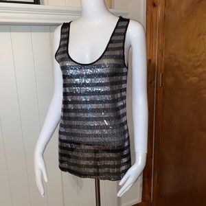 Black & Silver Sequin Tank Top
